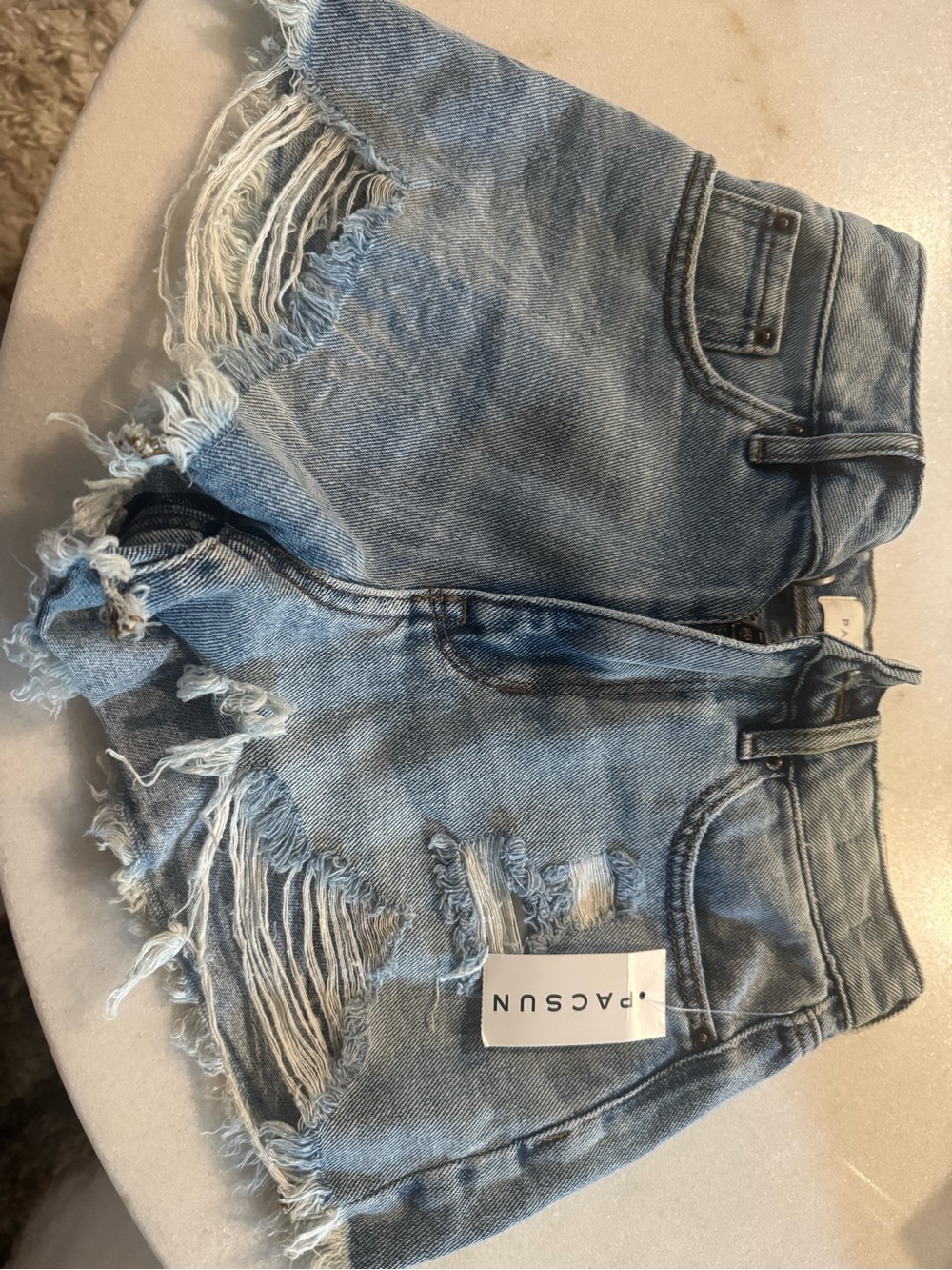 PacSun Light Wash Distressed Denim Cutoff Shorts
